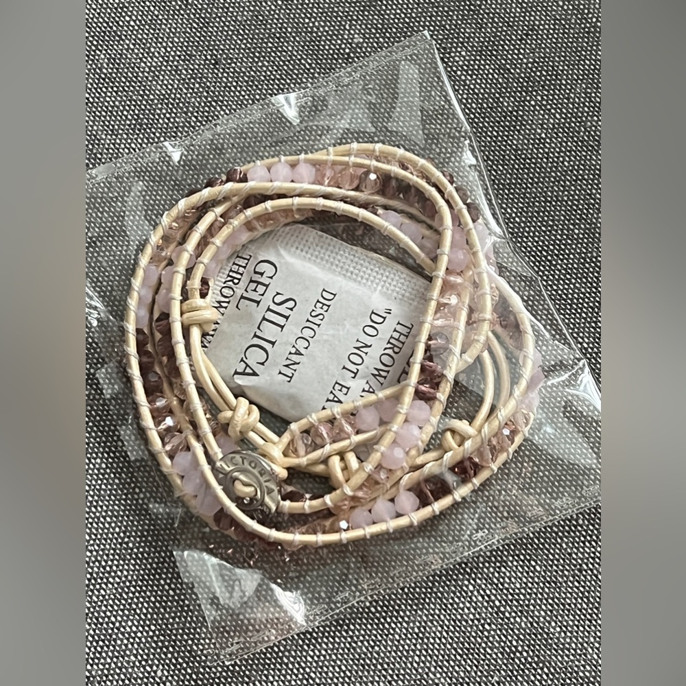 Victoria Emerson Wrap Bracelet Pink Cream Neutral Sparkle NEW
